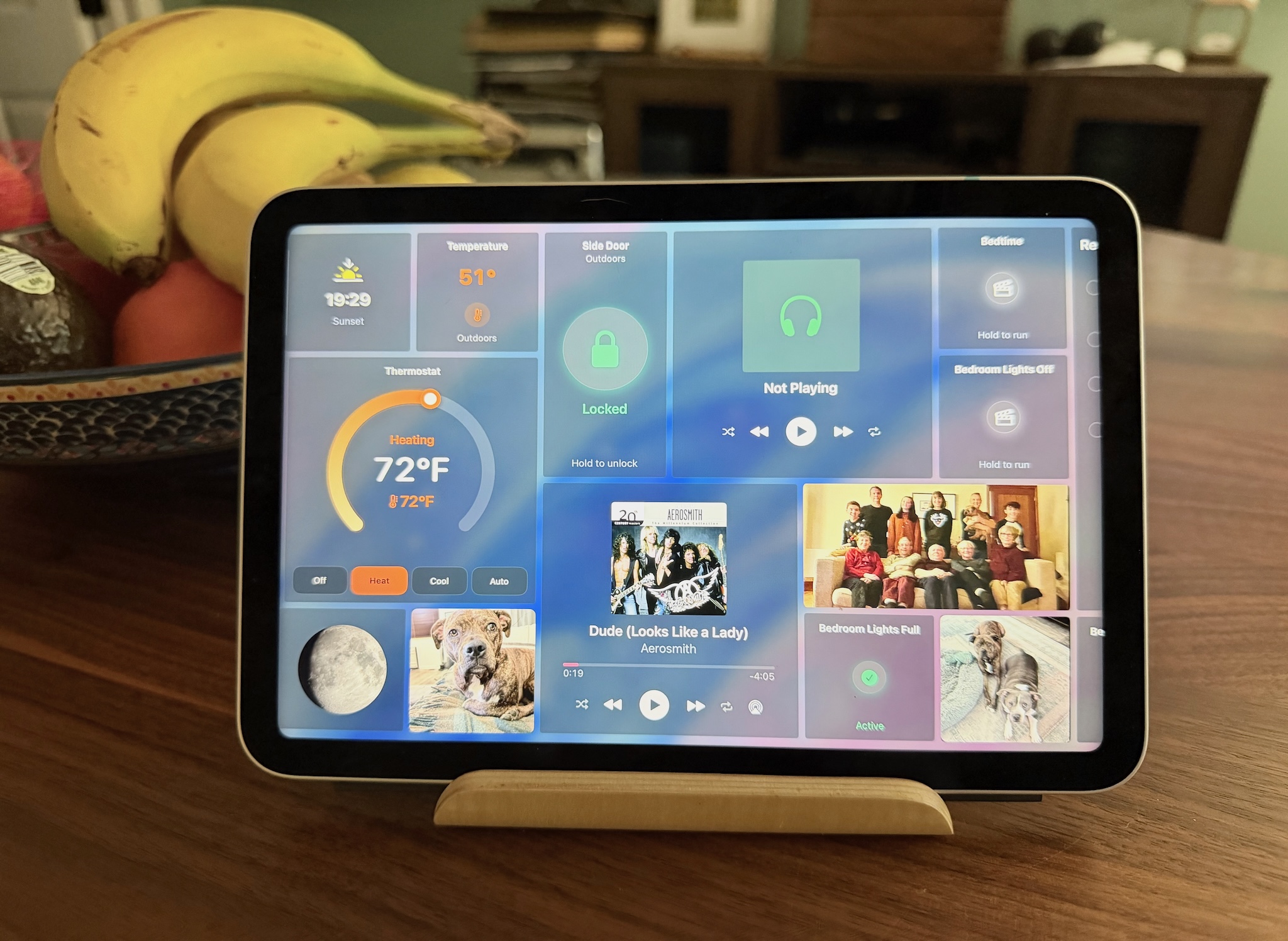 Panel running on an iPad on a kitchen countertop