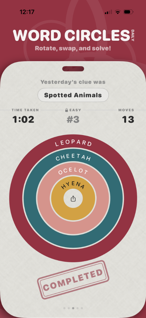 Word Circles Completed Game